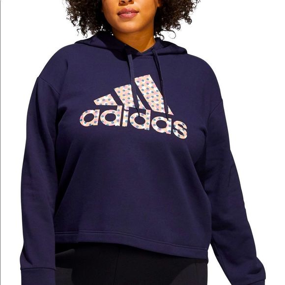 adidas Tops - ADIDAS Plus Size Dot-Print  Logo Hooded SweatShirt 4X